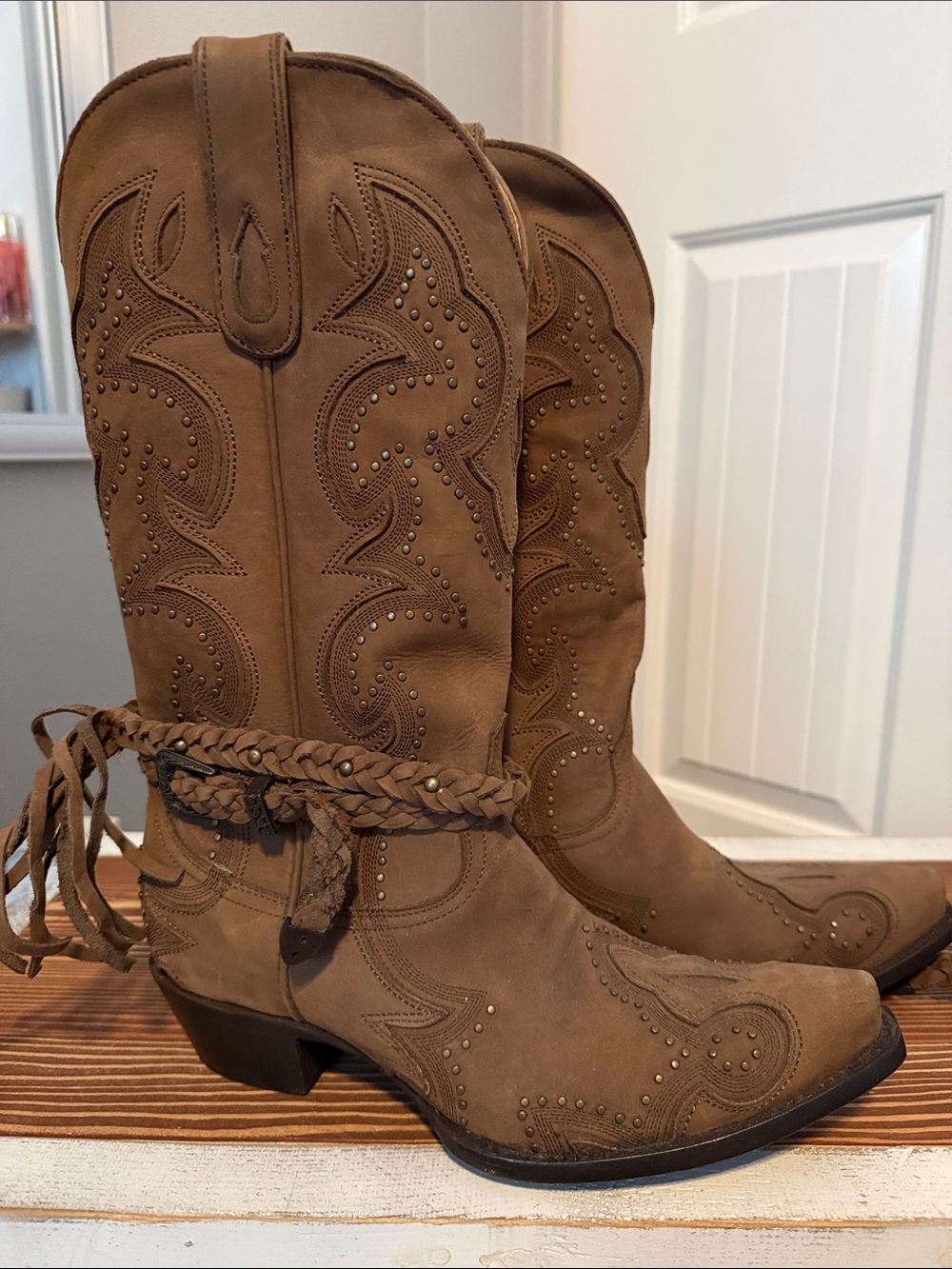 Idyllwind Tan Braided Studded Western Mid-Calf Boots